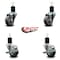 Service Caster 3'' Thermoplastic Rubber Wheel Swivel 1-3/4'' Expanding Stem Caster Set 2 Brakes, 4PK SCC-EX20S314-TPRB-2-TLB-2-134 - alternate 2